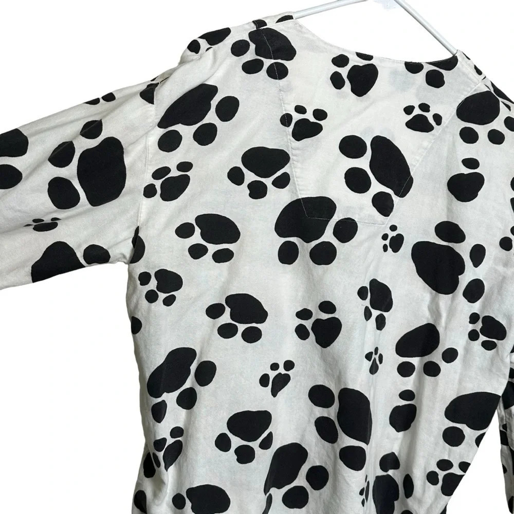 Xhilaration Dog Paw Print Cotton Pajama Top Size Medium Black White Dalmatian - Picture 5 of 9